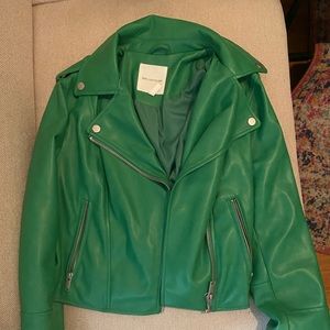 Avec Les Filles green faux leather jacket